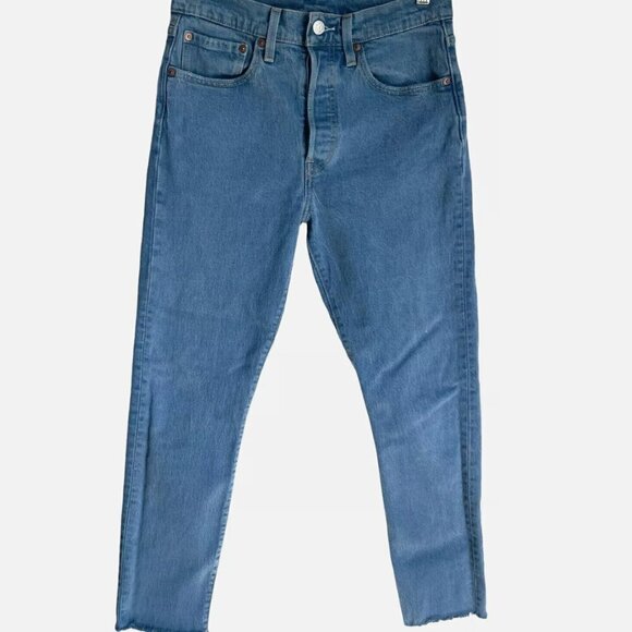 Levis 501 S Jeans Womens 27x28 Button Fly Denim Skinny Filiforme - Blue Color - Picture 12 of 13
